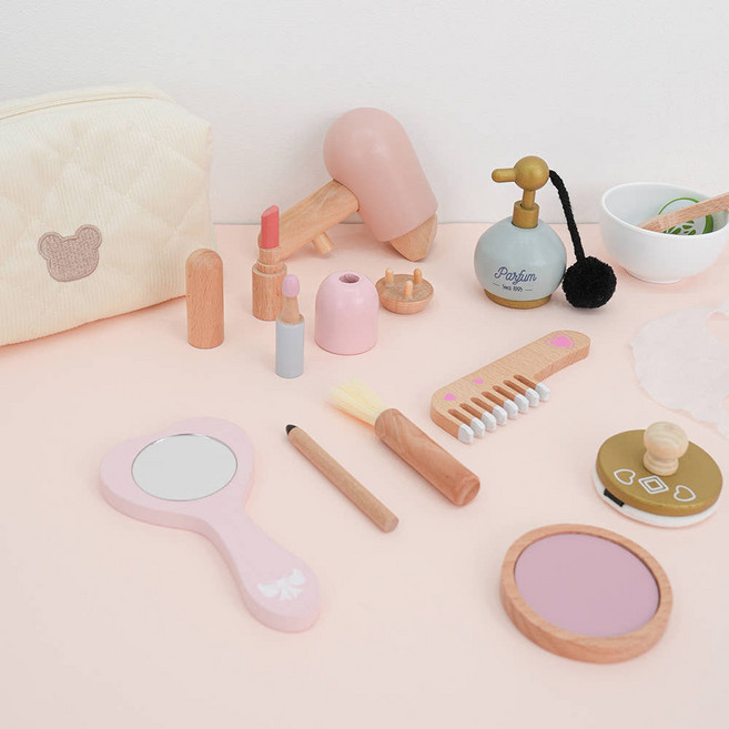 버들 꿈꾸는 미용실 원목 고미 화장품 장난감 세트, 1개