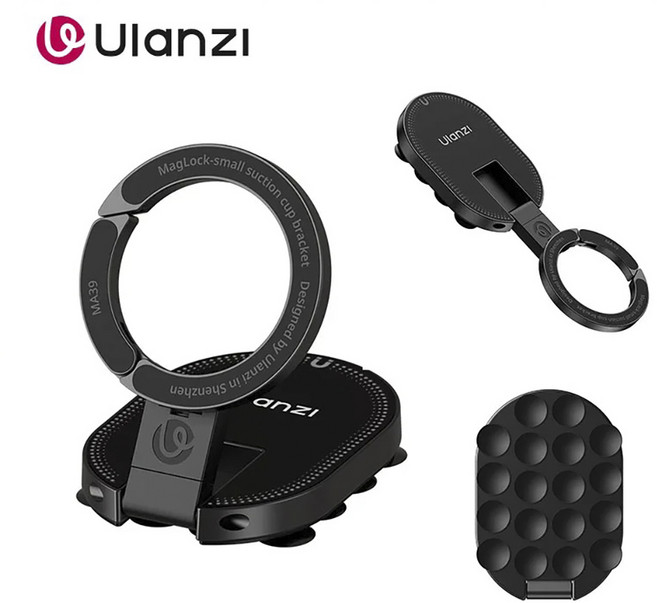울란지 MA39 맥세이프 스마트폰 미니 흡착식 석션컵 마운트 거치대용, 1개, 블랙