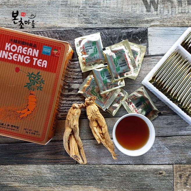 [본초마을] 인삼차 고려인삼차 고려인삼 인삼가루 인삼정 건삼 진생차 인삼, 3g, 1박스, 50개입