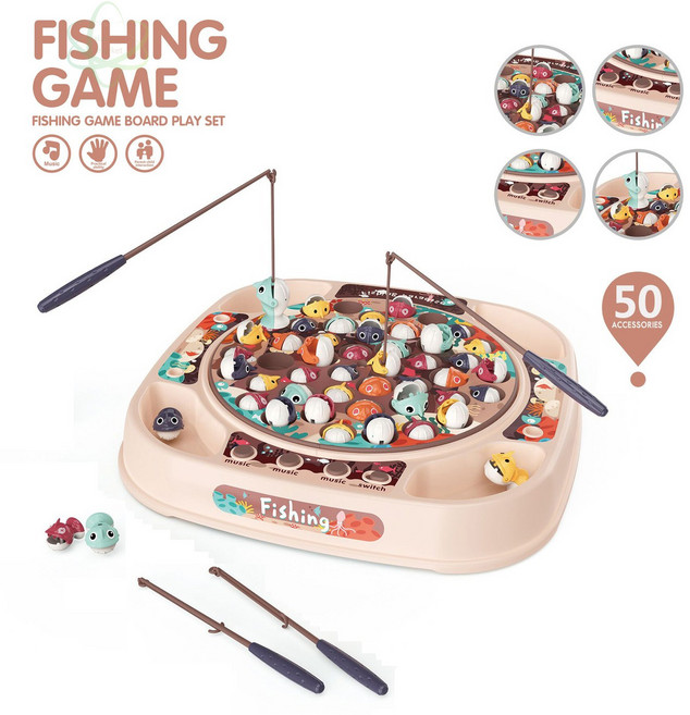 45pcs 24pcs어린이 전동 회전 낚시게임 교육 장난감, 핑크, 1개