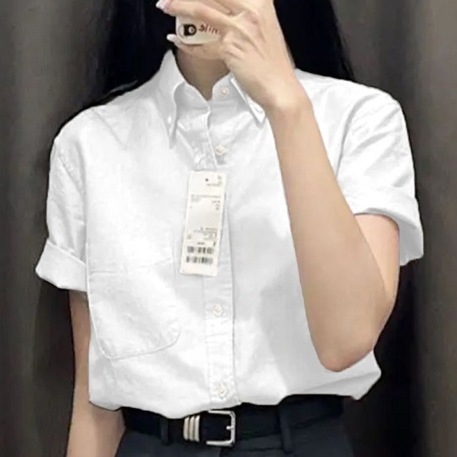 스밀리 여성 베이직 카라 반팔 셔츠