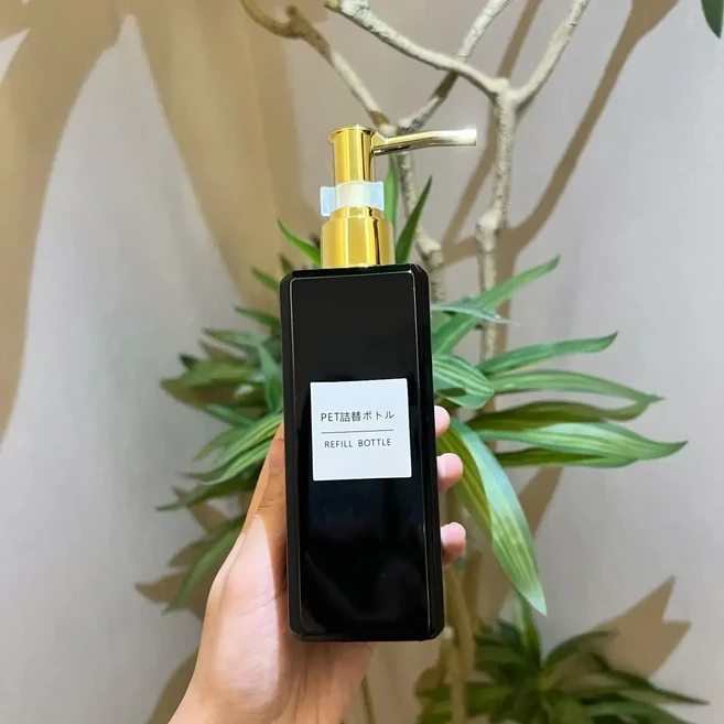 250ml 비누 펌프 디스펜서 욕실 샴푸 주방 접시 스퀘어 병 리필 샤워 플라스틱 손 액체 저장 용기, 02 Black set 500ML, 02 Black set 500ML