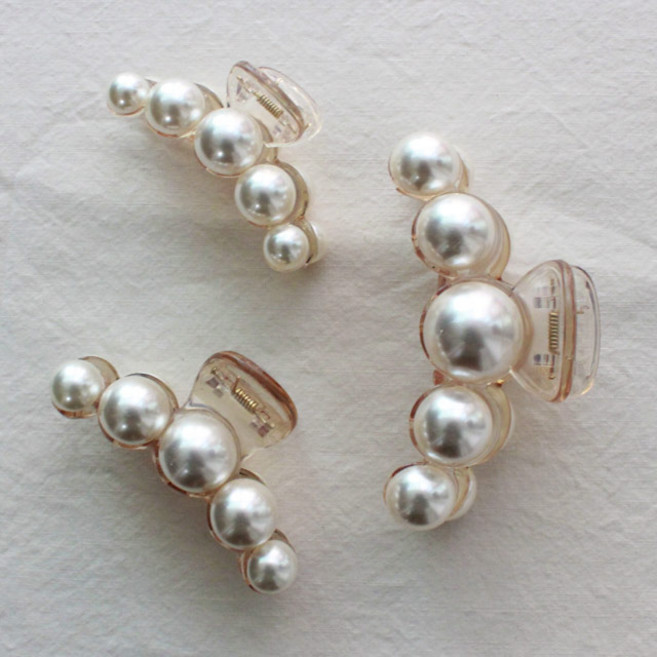 더핀 진주 올림머리 집게핀 대 중 소