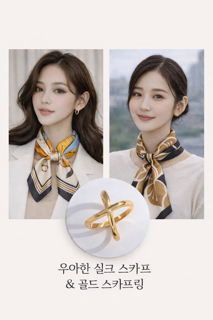 쏘하 실크 쁘띠 봄스카프3종 셋트 클래식 (스카프2종 스카프링1종)