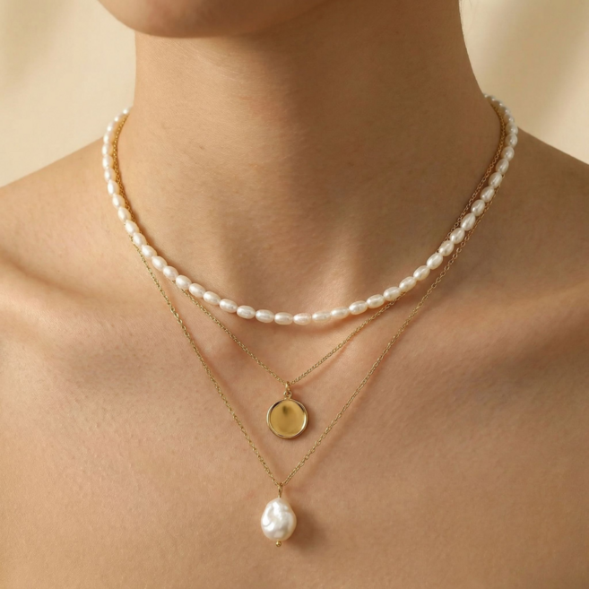 미니 쌀알 담수 진주목걸이 여성 데일리 목걸이