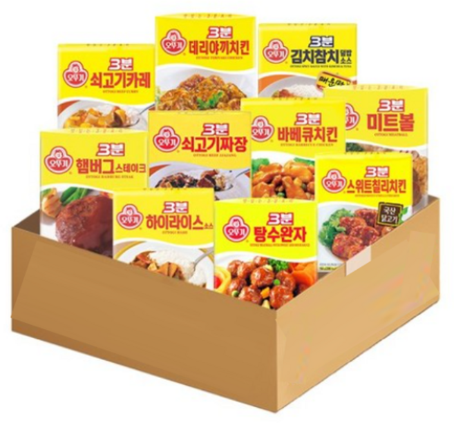오뚜기 3분소스 10종세트 (햄버그+미트볼+탕수완자+바베큐+데리야끼+스윗칠리+하이라이스+김치참치+쇠고기카레+쇠고기짜장), 140g, 1세트