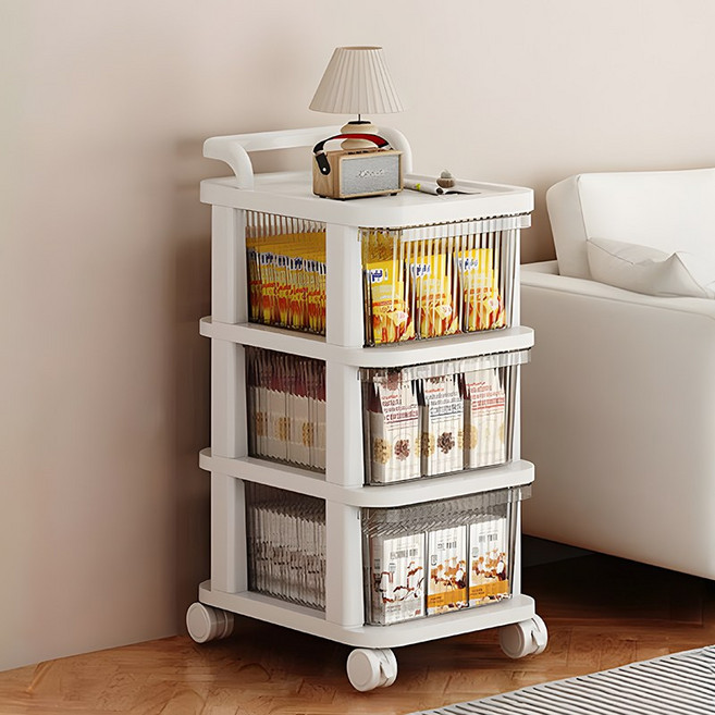 Frokom 다용도 이동식 서랍형 트롤리 카트 슬라이딩 수납장, 화이트