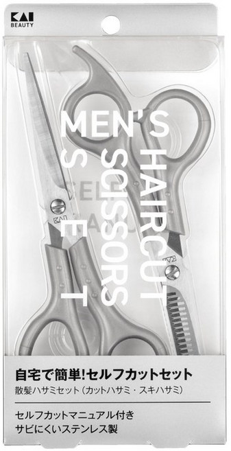 KAI KQ3205 조개 헤어 컷 세트 셀프 컷 매뉴얼 첨부 스테인리스 칼 강철 남성, 1개