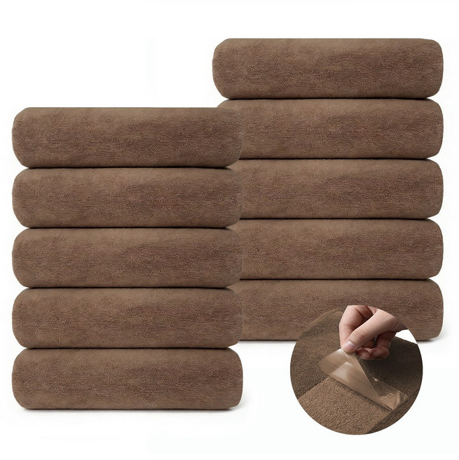 아라자 호텔수건 고급 먼지없는 수건 10장 무형광 알러지/진드기 세면 타올 OEKO-TEX 인증 타월 빠른 건조 세면 타월 400GSM, 06크림 모카, 10개