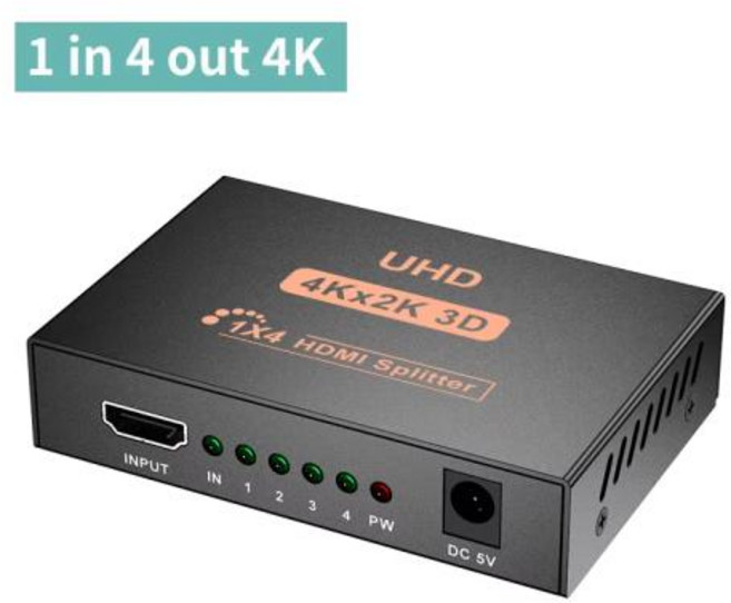 HDMI 호환 분배기 1 in 4 Out 풀 HD 4K 오디오 비디오 분배기 HDTV DVD Xbox 용 1x4 HDMI 분배기 증폭기 어댑터HDMI-compatible Spli, 1 in 4 out 4K, 1개