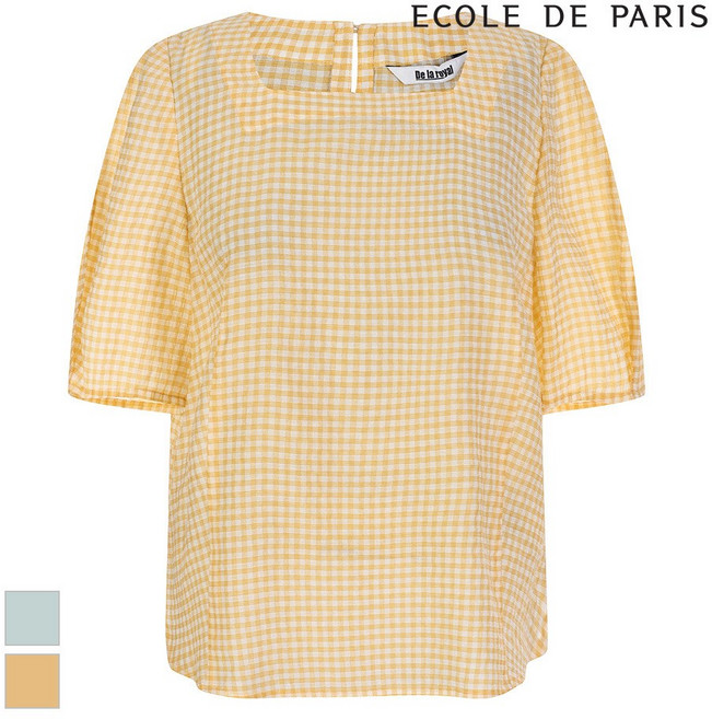 에꼴드파리 체크패턴 반팔 블라우스 RB36WBAM13Z