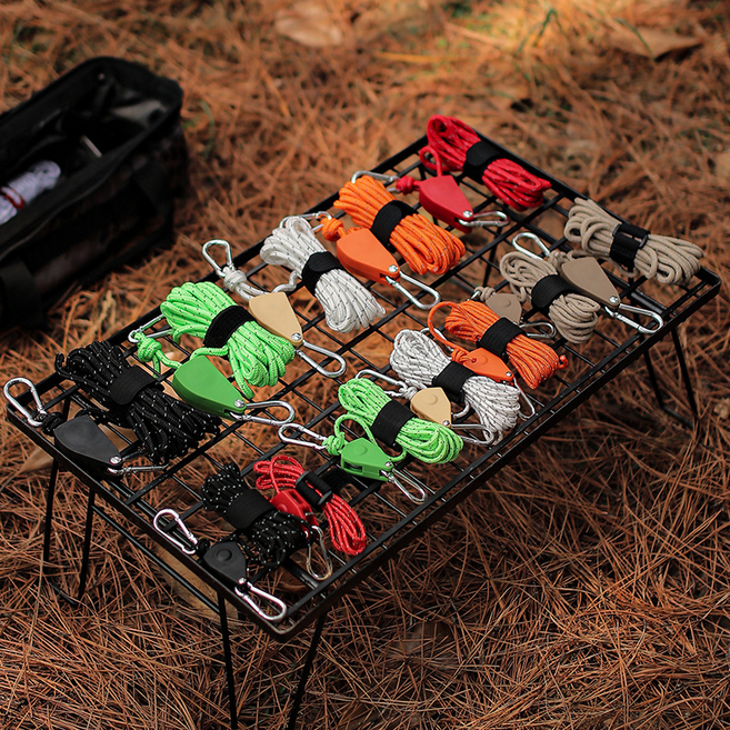 RC2 - 캠핑 텐트 타프 로프라쳇 스트링 5m 야광스토퍼 1/8인치 1/4인치 5컬러, 베이지