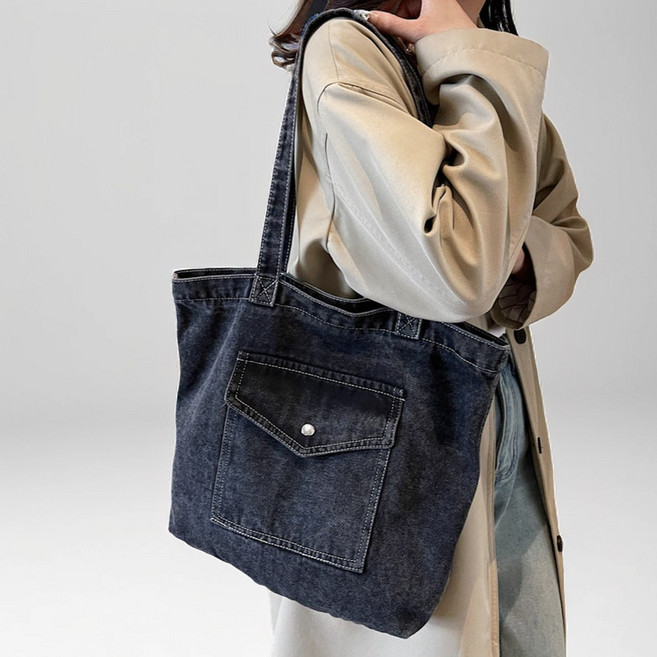 글랜클 올라운드 데님 청 에코백 데일리 천가방 숄더백