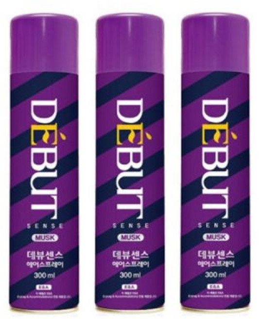 드봉 데뷰 센스 헤어스프레이 후로랄향 300ml x 3개, 드봉 데뷰 센스 헤어스프레이 무스크향 300ml x 3