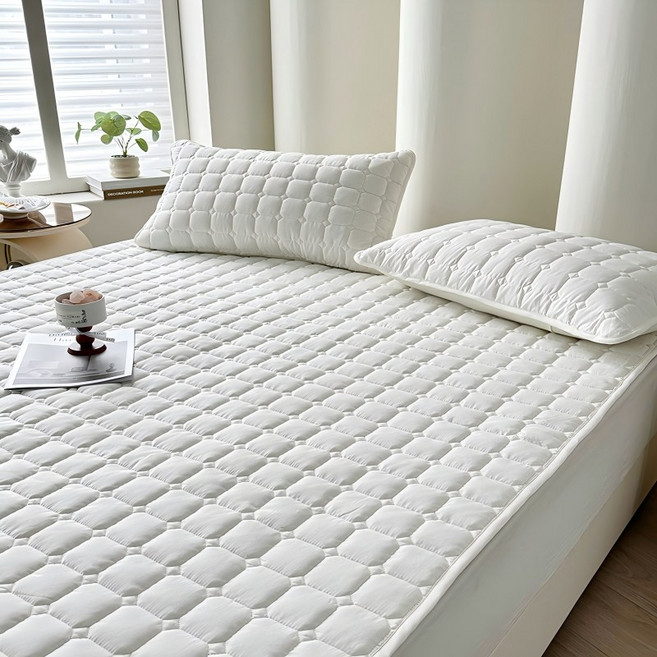 Roomxyd 침대패드 매트리스 커버 사계절 누빔 매트리스 방수커버 방수패드 고정밴드형, 화이트