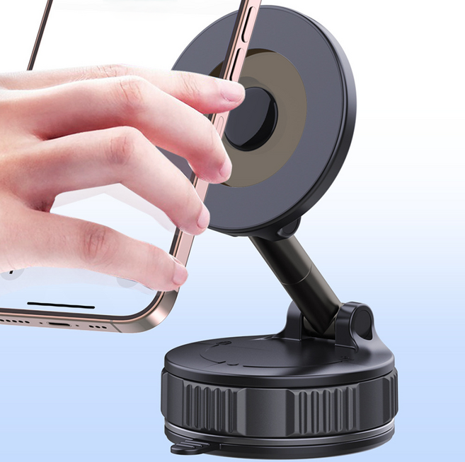 iCHOMKE 차량용 맥세이프 거치대 흡착식 360도 회전 초강력 자석 높이조절 스마트폰 호환 (QK-CH10), 블랙, 1개