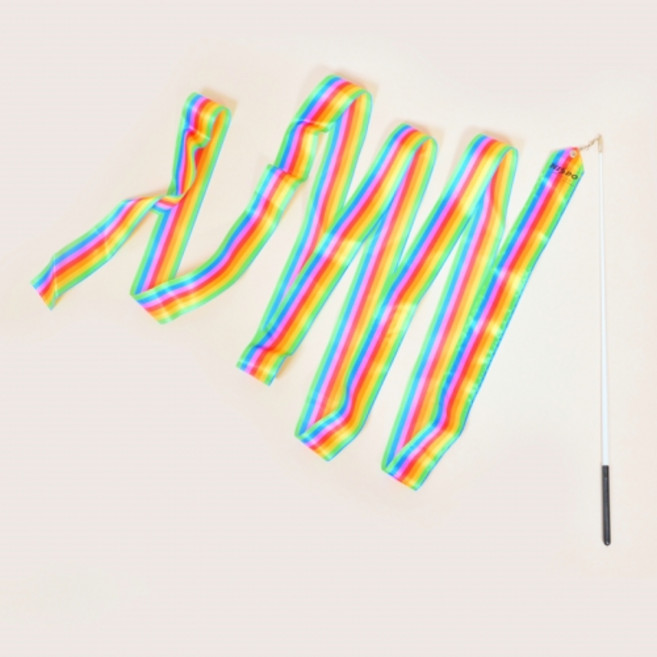 NISPO 니스포 리듬체조리본 멀티컬러 색동스트라이프, 색동 스트라이프, 1개