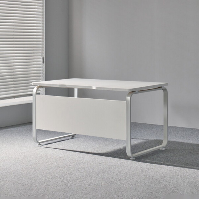 [(주)티에스퍼니처] 티에스퍼니처 데임 A형 컴퓨터 사무용책상 1400x800, 선택:블랙프레임 / 상판:라운드/올화이트