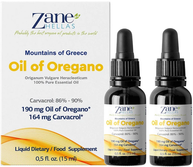 Zane Hellas 그리스 오레가노 오일 원액 100% 15ml 2병 (카바크롤 86~90%) 제인 헬라스, 2개 - 쿠팡
