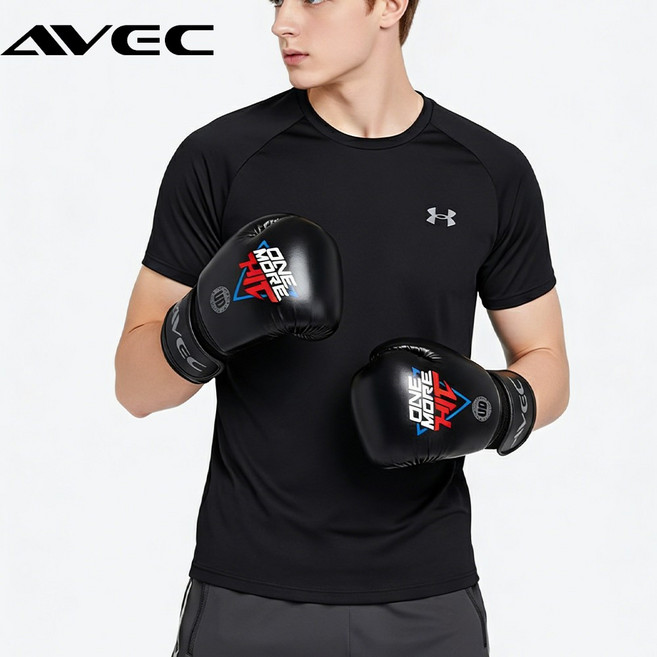 AVEC 복싱 글러브 권투 훈련 남녀공용 양손 세트, 1세트, 블랙