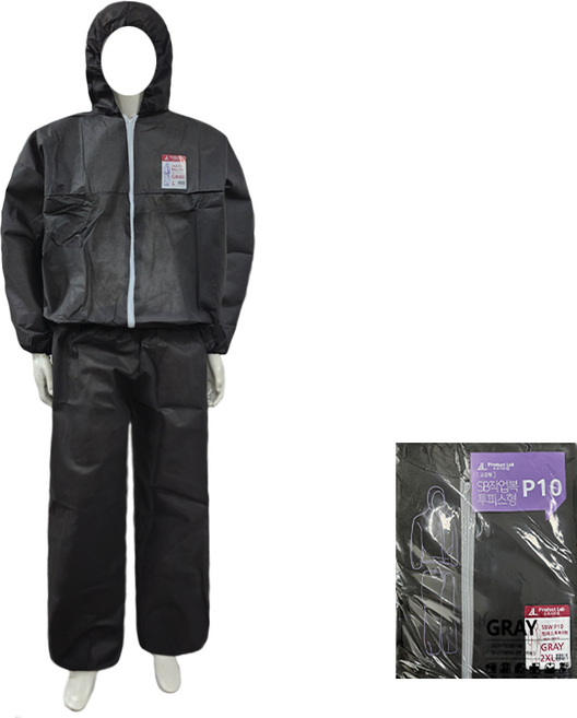 일회용작업복 투피스작업복_회색 부직포 방진복 분진복 방역복 보호복 분리형, 1개, (회색/그레이)