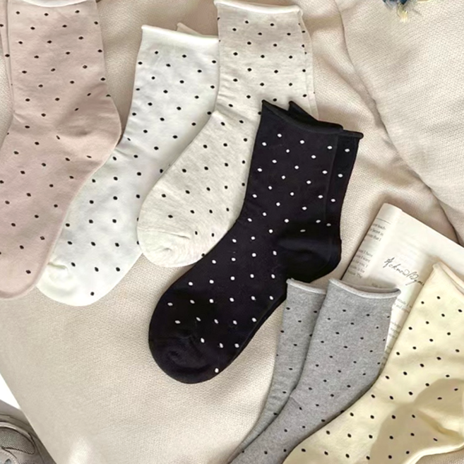르시 여성용 무압박 돌돌이 양말 6세트 임산부 양말 학생 양말 데일리 양말