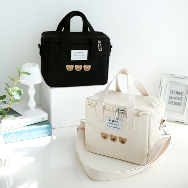곰돌이 자수 미니 쿨러백, 곰돌이 쿨러백 아이보리