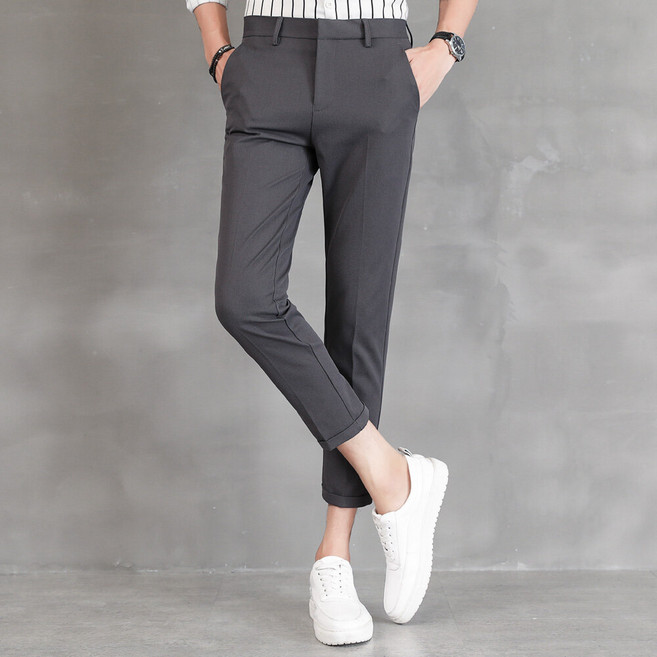 男士休閒修身九分西裝褲 微彈性 極簡韓版