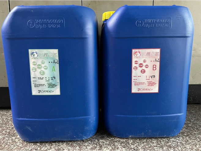 樂農農 穩定性二氧化氯A B劑 2500-3000ppm 各20KG 兩入組 水產畜牧有機栽培器具消毒用, 2個, 20L
