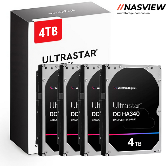 WD Ultrastar HA340 4TB 데이터센터 서버 NAS HDD, WUS721204BLE6L4,무상3년,4 Pack