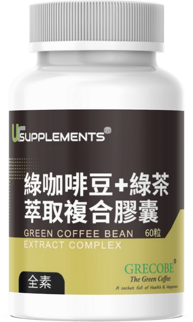 USUPPLEMENTS 綠咖啡豆+綠茶萃取複合膠囊, 1個, 60顆