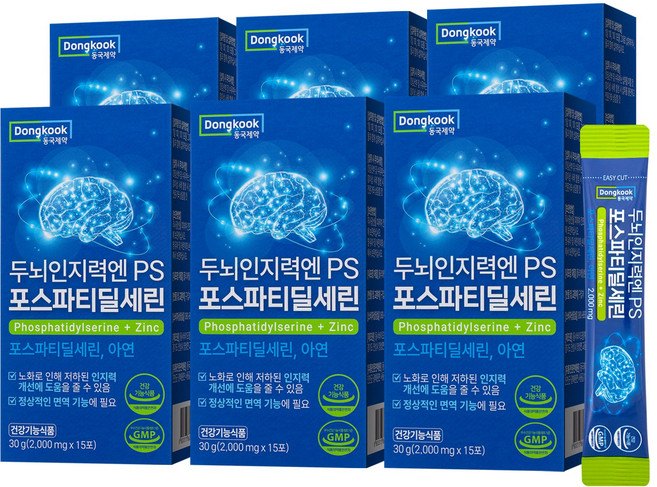 동국제약 두뇌인지력엔 PS 포스파티딜세린, 6박스, 30g