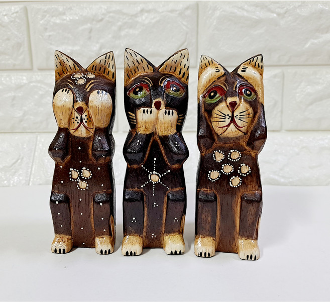 리아 삼형제 목각 고양이 인형 고양이 장식품 매장 카페 인테리어소품