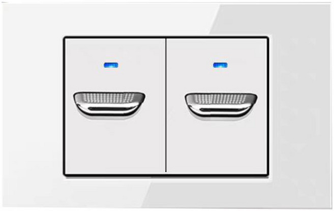 LED指示燈 電燈開關 墻壁燈切開關，簡約設計，節能省電，輕鬆安裝，適用於各種居家風格, 賓士開關【2撥桿】 白色, 1個, 118mm