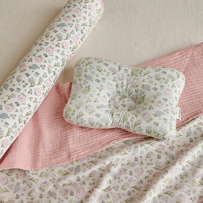 돗투돗 퓨어코튼 신생아 짱구베개, 1개, 플라워베베바니