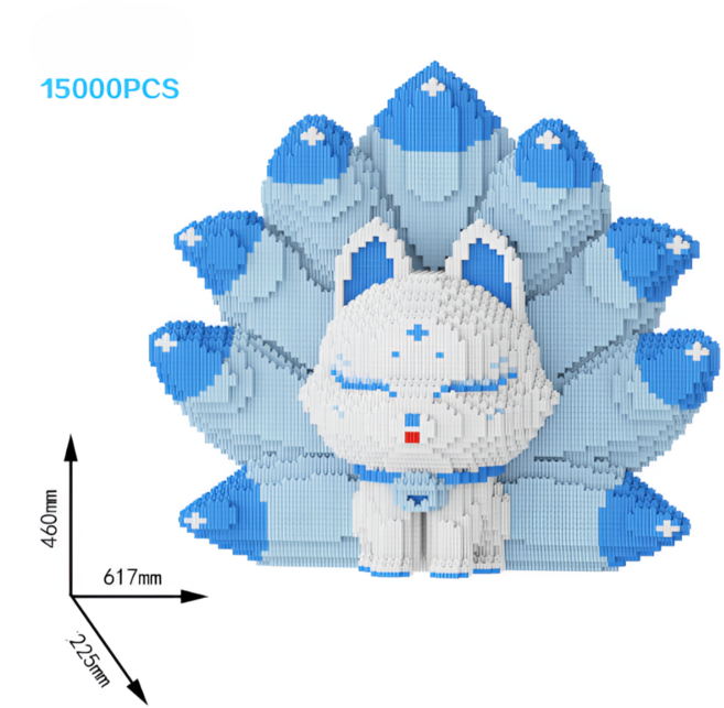 체리닷컴 귀여운 동물 친구들 디폼블럭 나노블록 모음 대형, 파란 구미호, 1개