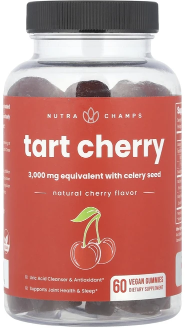 뉴트라챔프 타트체리 체리 비건 구미젤리 60개, 4개, 60정 - 쿠팡
