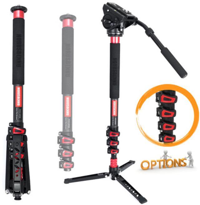 호루스벤누 HORUSBENNU HVD-GX32V 카본 모노포드+MV-90F비디오헤드 삼각대-모노포드, HVD-GX32V신형, 1개