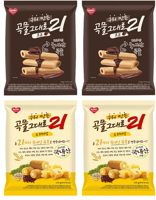 구워만든 곡물그대로 21 크리스피롤 4봉 (오리지널2 + 초코2), 1개