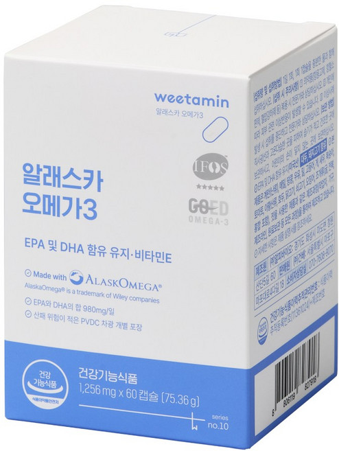 위타민 알래스카 오메가3 비린내없는 rTG 레몬향 혈행개선 눈건강, 1박스, 60정