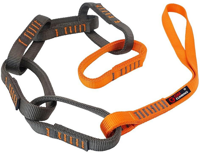 GM 클라이밍 16mm 나일론 안전 체인 PAS 슬링 22kN CE UIAA 인증 개인 앵커 시스템 라펠 전이 보조 장치 97cm/38인치, 1 Gray-orange