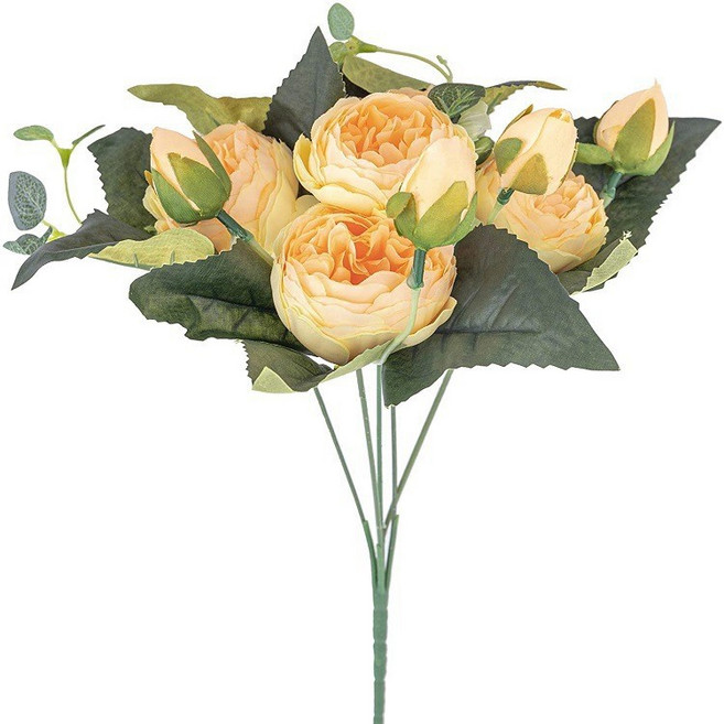 模擬花 玫瑰牡丹花束 婚禮裝飾, 黃色, 1個