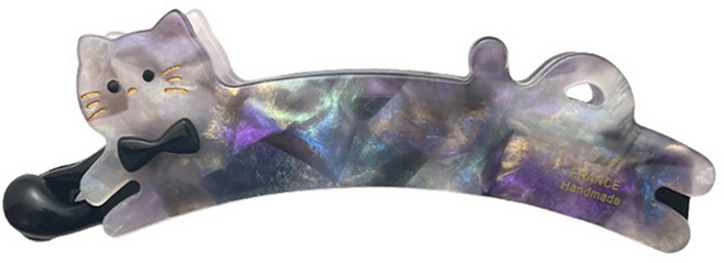 귀여운 고양이 바나나 클립 프랑스식 기질 높은 포니테일 세로 클립 세련미를 아세테이트 재질로 된 높여주는 트렌디 아이템 헤어클립