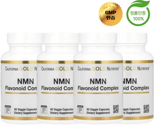 2+2 캘리포니아 골드 뉴트리션 NMN 플라보노이드 복합체 아피제닌 및 디하이드로퀘르세틴 함유 60정, 4개, 60회분 - 쿠팡