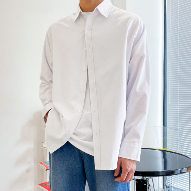 제타22 남성용 시티 오버핏 베이직 옥스포드 긴팔 셔츠 1160