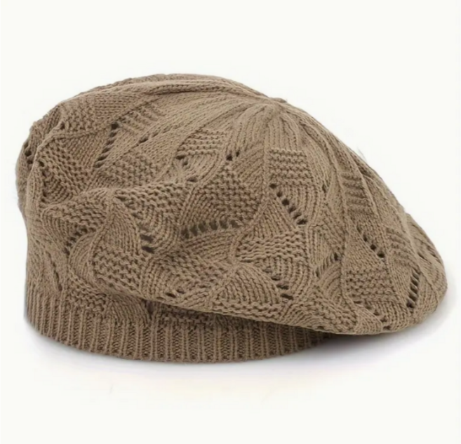 [봄시즌 SALE] 버섯언니 H13 봄 얇은 니트 나들이모자 통기성 베레모 뜨게 빵모자