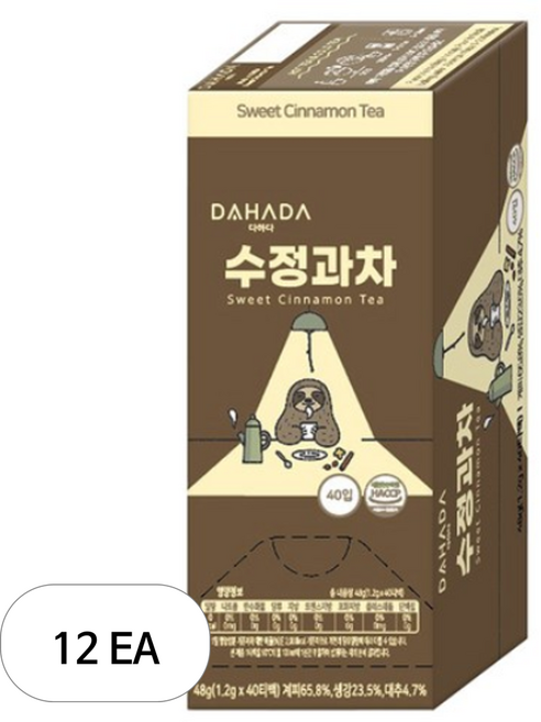 다하다 수정과차, 1.2g, 40개입, 12개