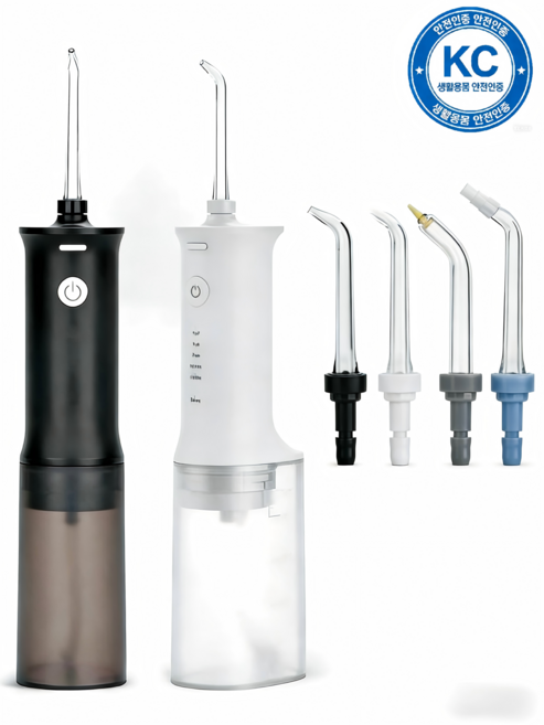 [KC인증] ORALCARE 아이얼 휴대용 무선 구강세정기 (아쿠아픽) + 4종 노즐 + IPX7 방수, 블랙, HF230A