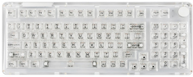 KiiBOOM 키붐 팬텀 98 기계식 키보드 투명 Phantom 98, 투명-수정 축, 각각 자체 축이 있습니다 하얀색-결정축
