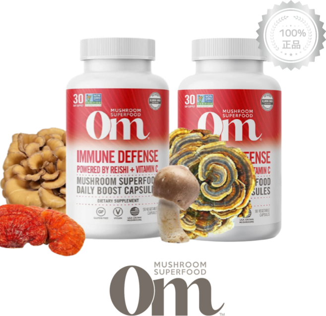 [2병기획] 옴머쉬룸 버섯 분말 이뮨 2000mg 90캡슐 비타민C 영지 잎새 버섯 함유, 1개, 90정